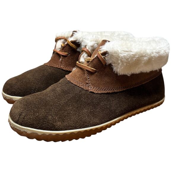 SPERRY Elayna Women 8 Duck Boot Brown Suede Leather Faux Fur Bootie Slipper Shoe - Picture 2 of 14